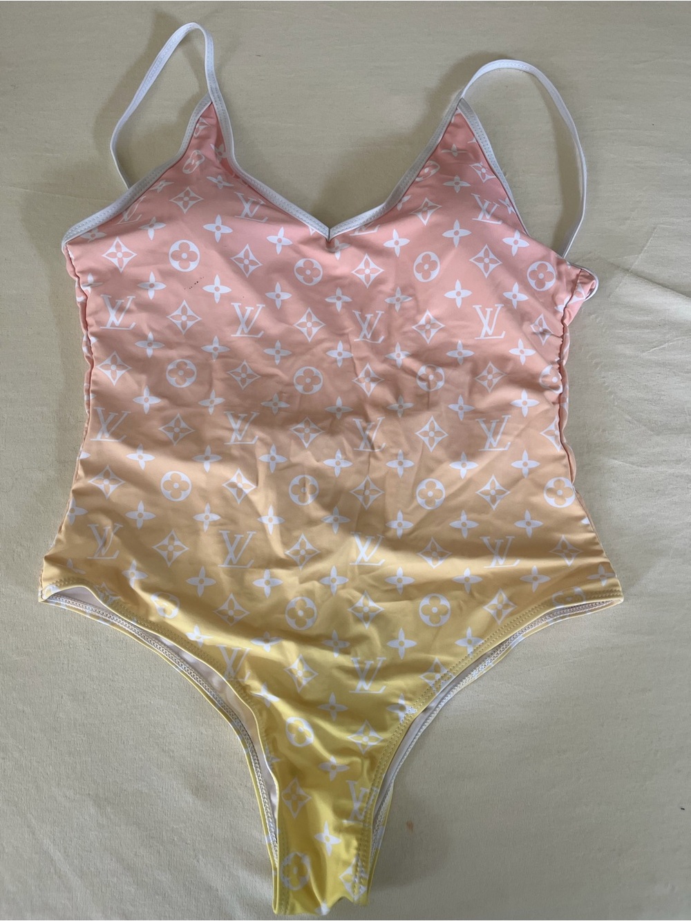 Louis Vuitton Pink to Yellow Gradient Monogram One-Piece Swimsuit - Picture 2 of 8